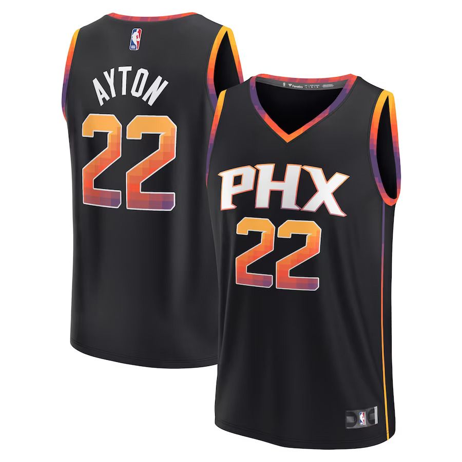 Men Phoenix Suns #22 Deandre Ayton Fanatics Branded Black 2022-23 Fast Break Player NBA Jersey->->NBA Jersey